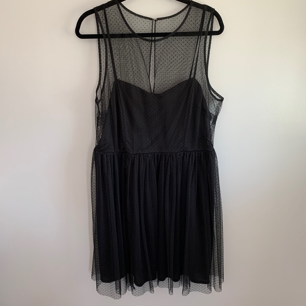 Lauren Conrad black dress with micro dots